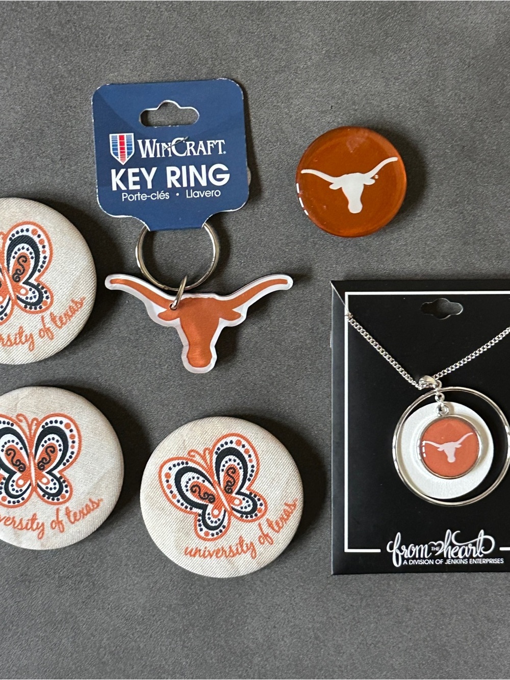 NEW UT Austin Longhorn Hook’em Gift Graduation LOT Pin Magnet Necklace Keychain